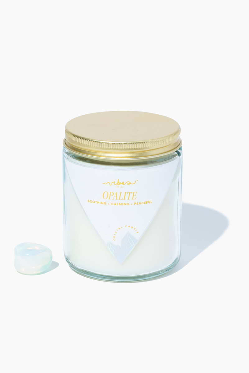 7.5oz. Crystal Candle - Opalite - Soothing + Calming + Peaceful